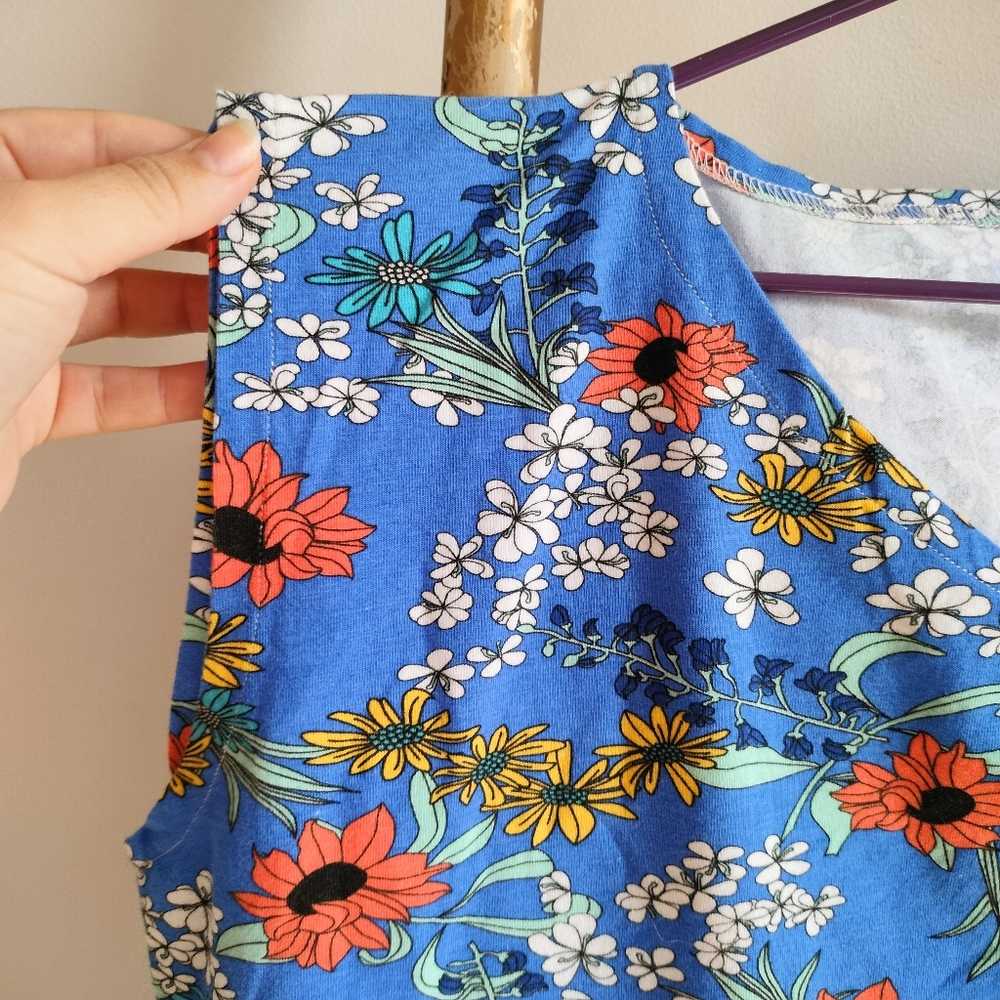 💚 Blue Floral Jersey Top - Picture 3 of 14
